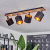 Alsen Plafondlamp Hout donker, Zwart, 4-lichts