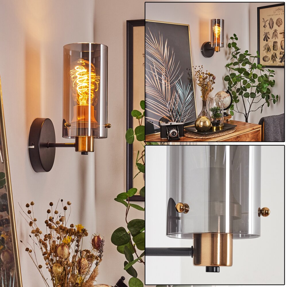Vaurois Muurlamp Messing, Zwart, 1-licht main product photo