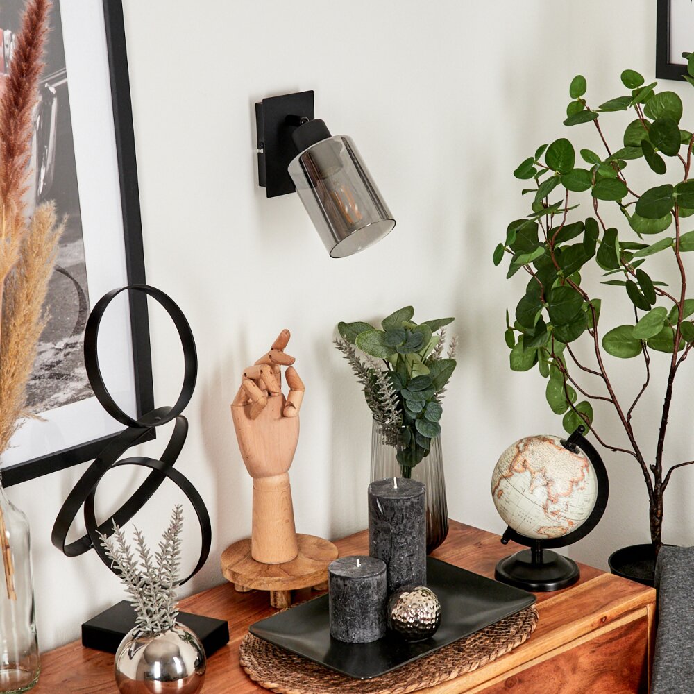 Hunouri Muurlamp Zwart, 1-licht