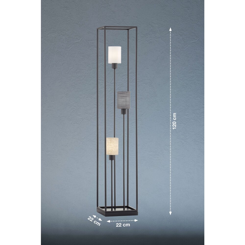 Fischer & Honsel Isko Staande lamp Zwart, 3-lichts