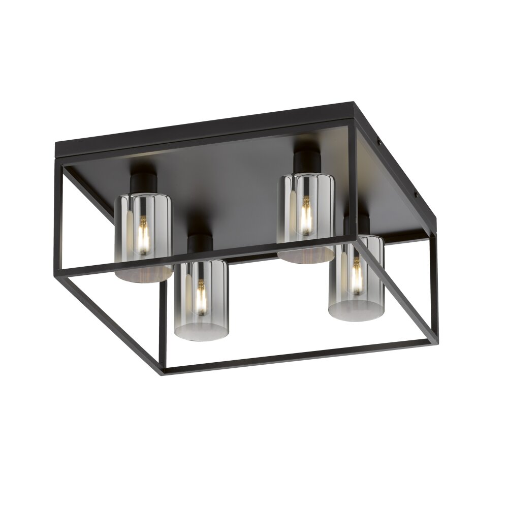Fischer & Honsel Iska Plafondlamp Zwart, 4-lichts