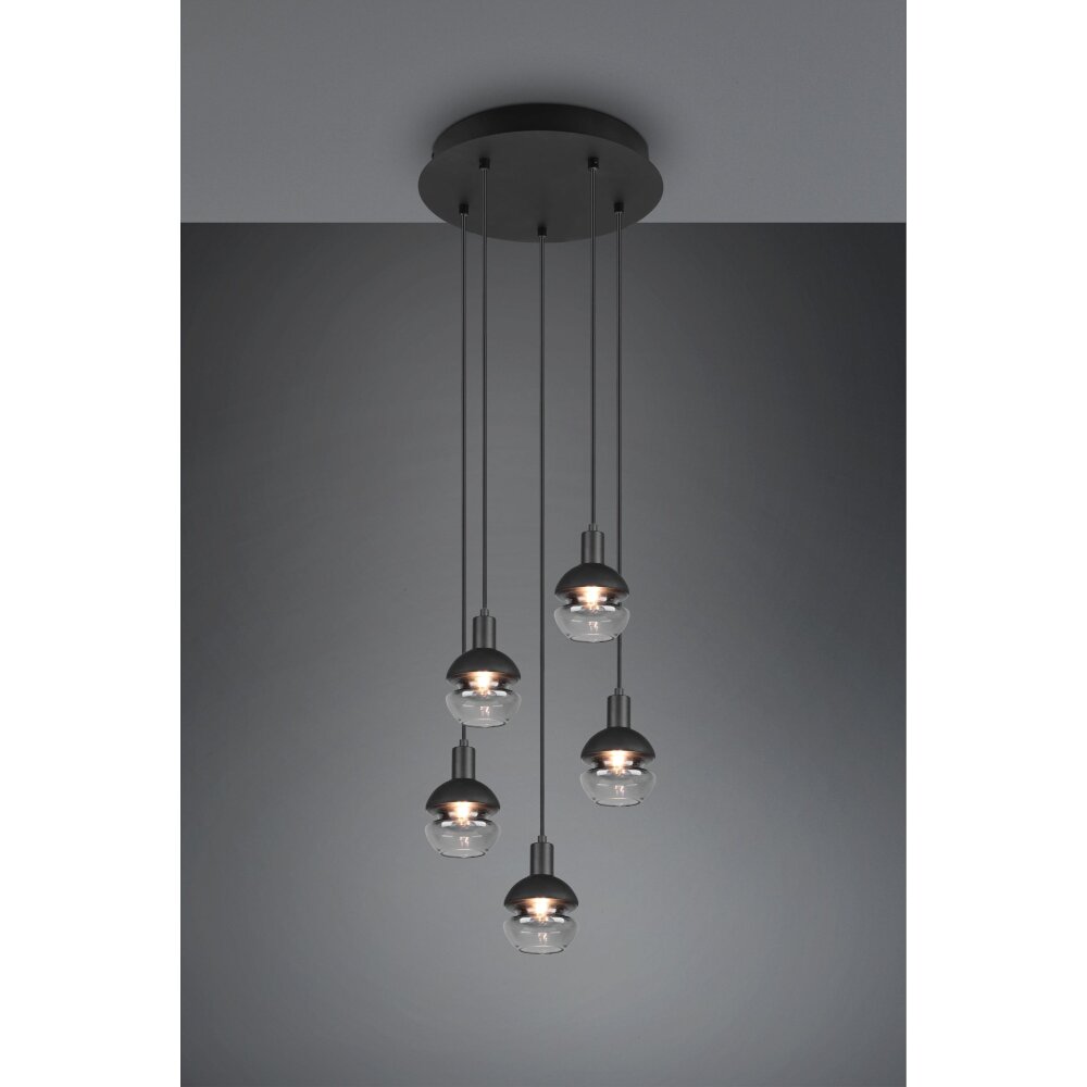 Trio Mela Hanglamp Zwart, 5-lichts main product photo
