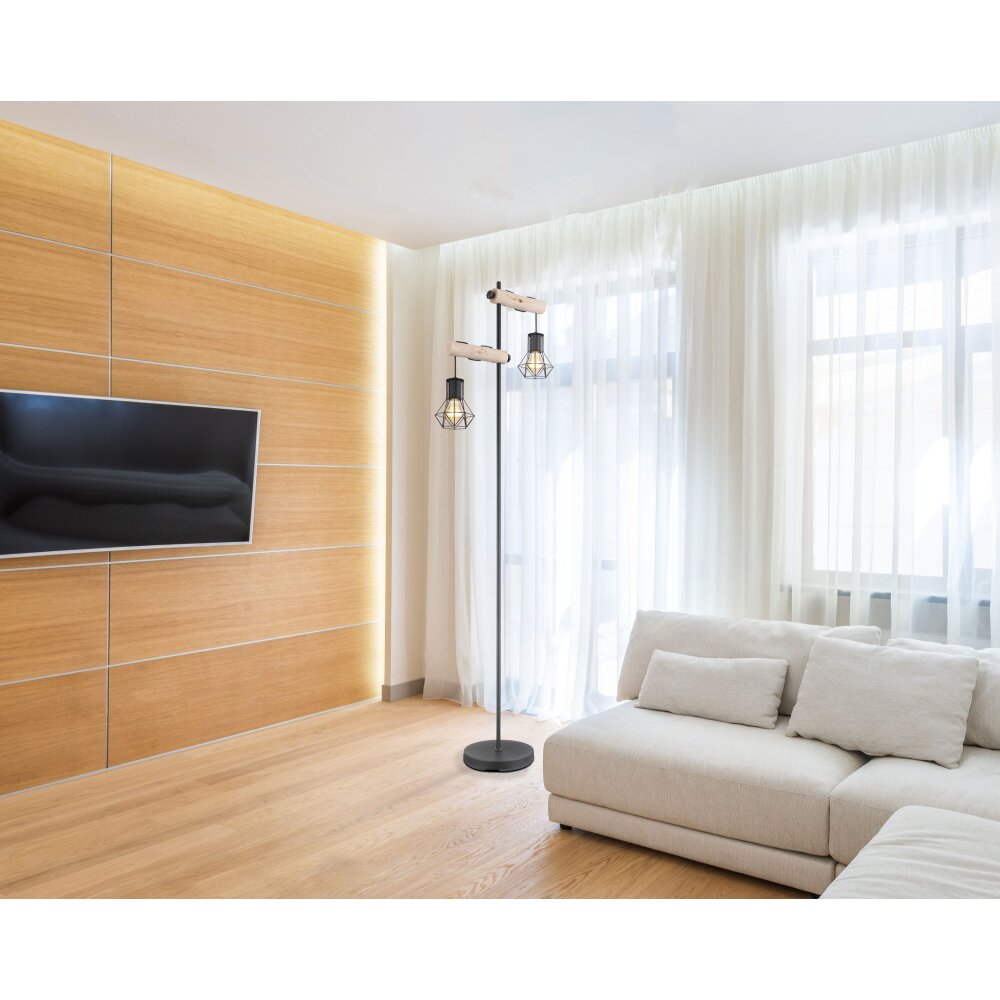 Globo PRISKA Staande lamp Natuurlijke kleuren, Zwart, 2-lichts main product photo