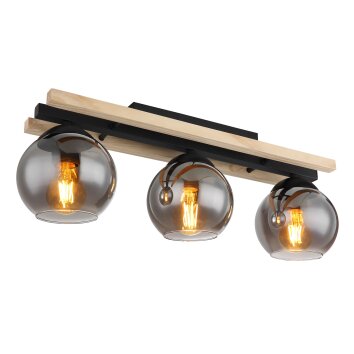 Globo CONNI Plafondlamp Natuurlijke kleuren, Zwart, 3-lichts