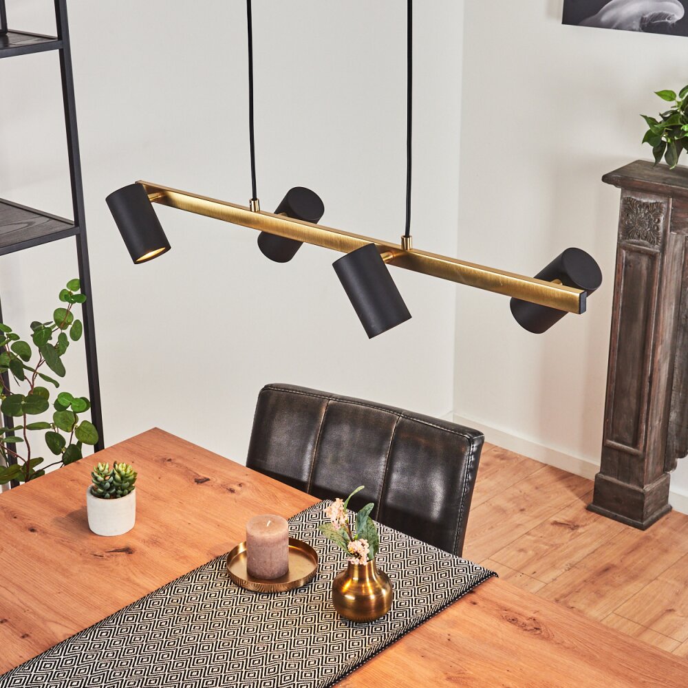 Zuoz Hanglamp Messing, Zwart, 4-lichts main product photo