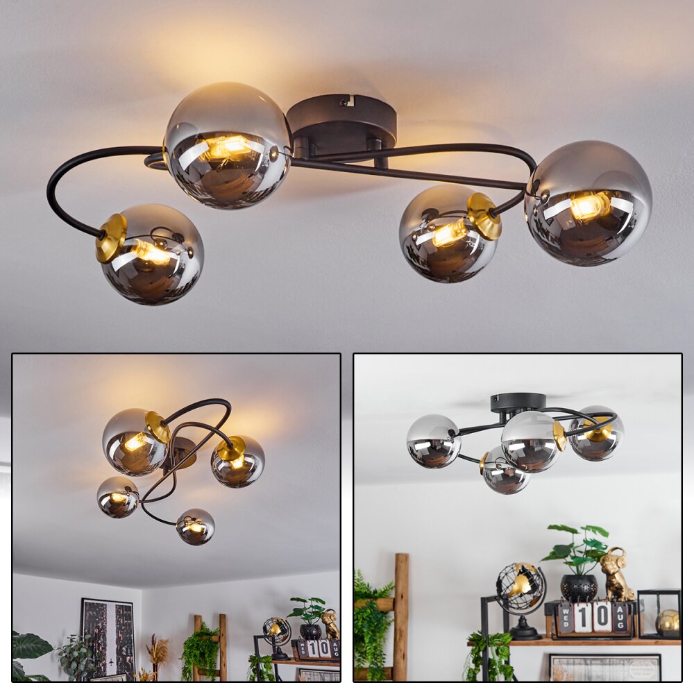 Chehalis Plafondlamp Messing, Zwart, 4-lichts main product photo