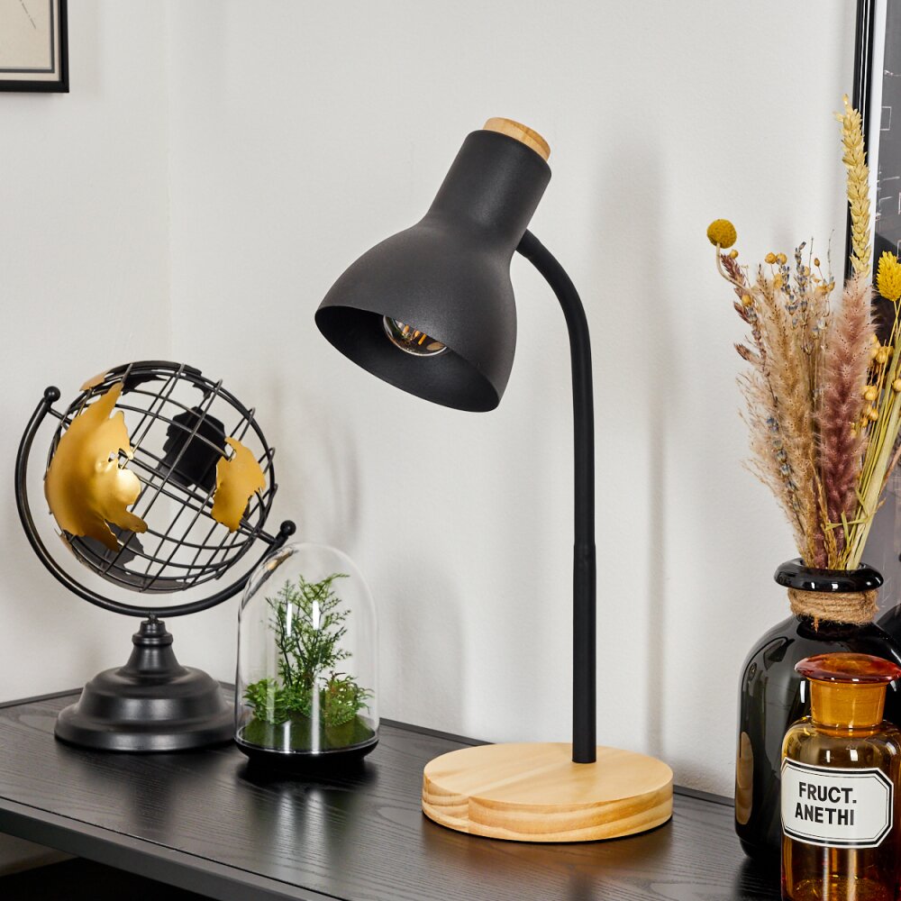 Kerzellec Tafellamp Hout licht, Zwart, 1-licht
