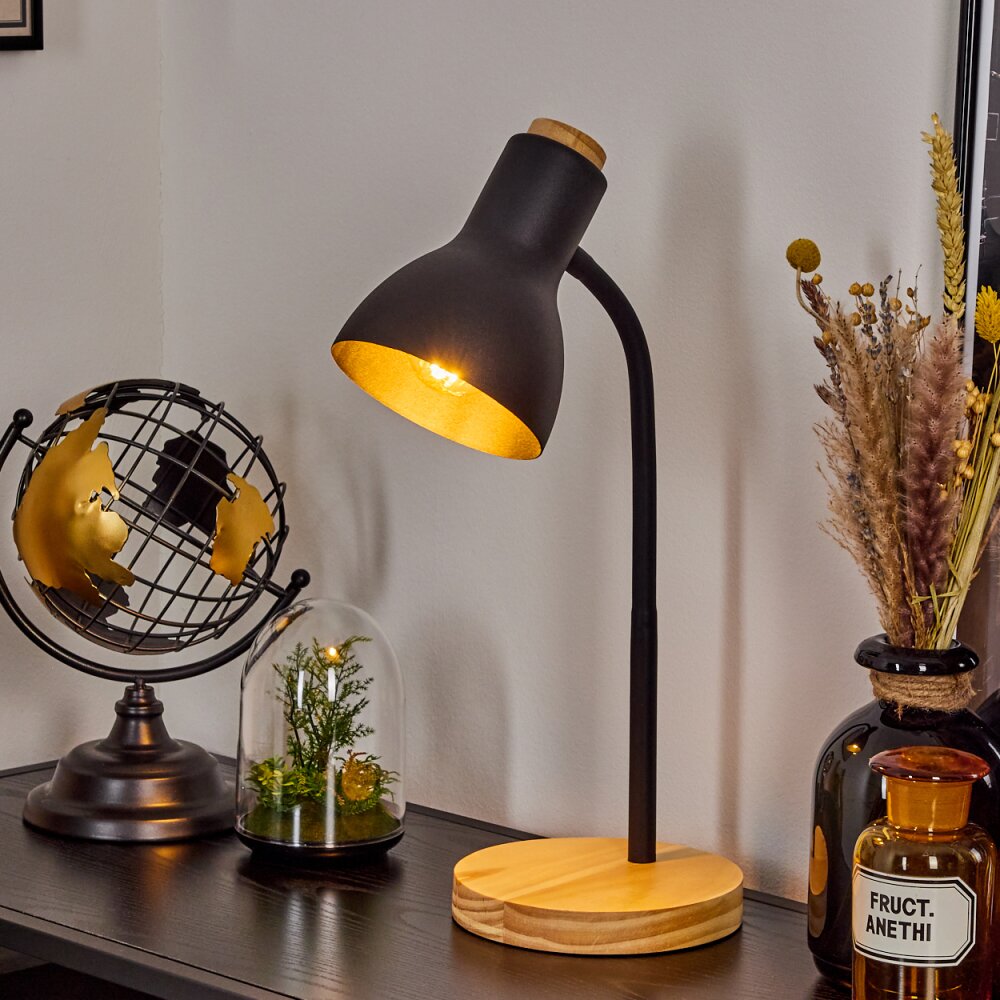 Kerzellec Tafellamp Hout licht, Zwart, 1-licht