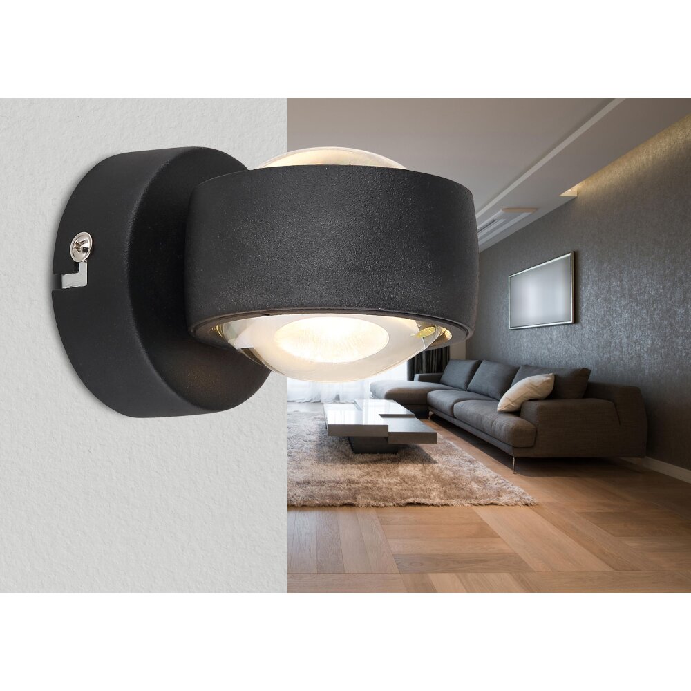 Globo RANDI Muurlamp LED Zwart, 2-lichts main product photo