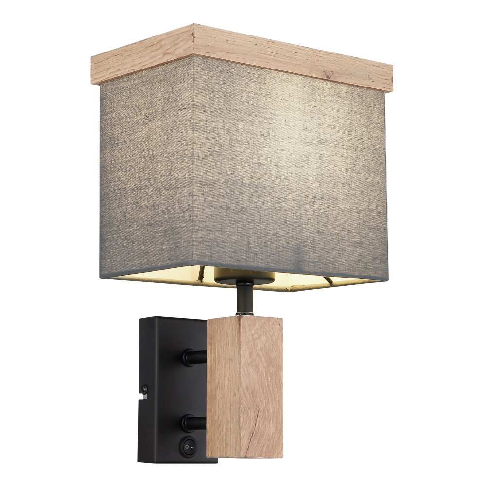 Globo OSSI Muurlamp houtlook, Zwart, 1-licht main product photo
