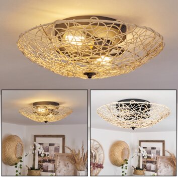 Battenans Plafondlamp Natuurlijke kleuren, 2-lichts Battenans Plafondlamp Natuurlijke kleuren, 2-lichts