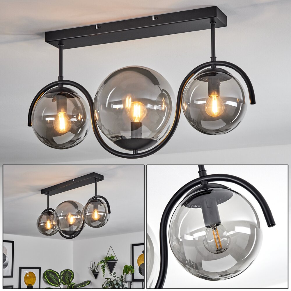 Orieux Plafondlamp Zwart, 3-lichts main product photo