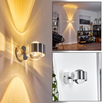Sapri Muurlamp Zilver, 1-licht Sapri Muurlamp Zilver, 1-licht