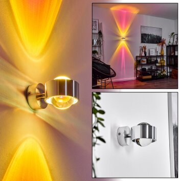 Sapri Muurlamp Zilver, 1-licht Sapri Muurlamp Zilver, 1-licht