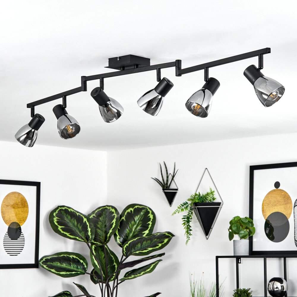 Murianette Plafondlamp Zwart, 6-lichts