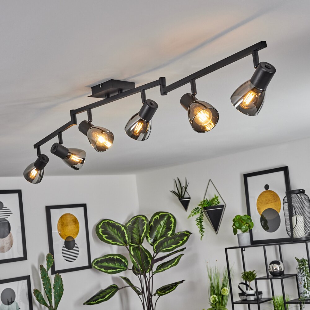 Murianette Plafondlamp Zwart, 6-lichts