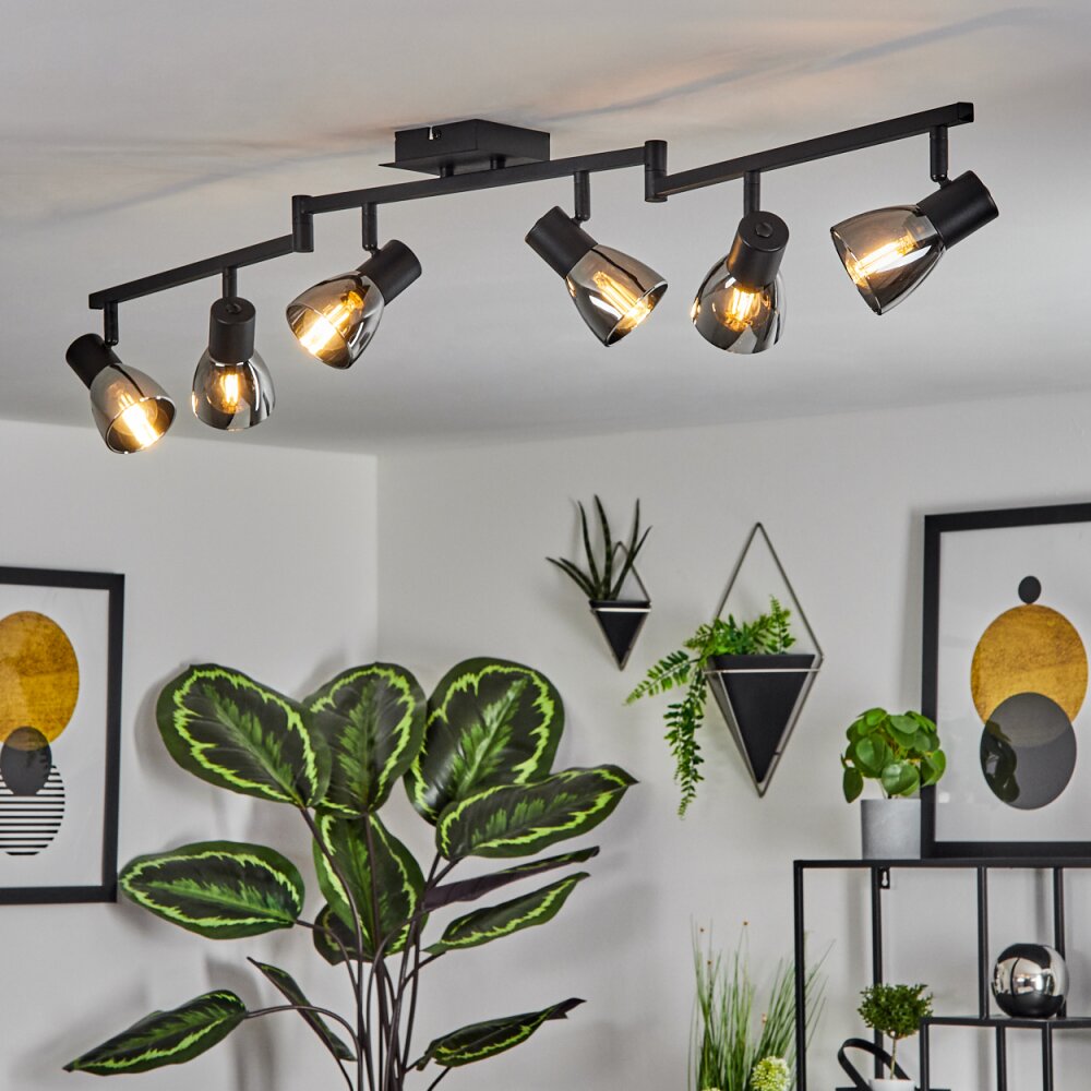 Murianette Plafondlamp Zwart, 6-lichts