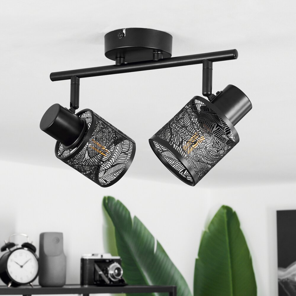Roto Plafondlamp Zwart, 2-lichts