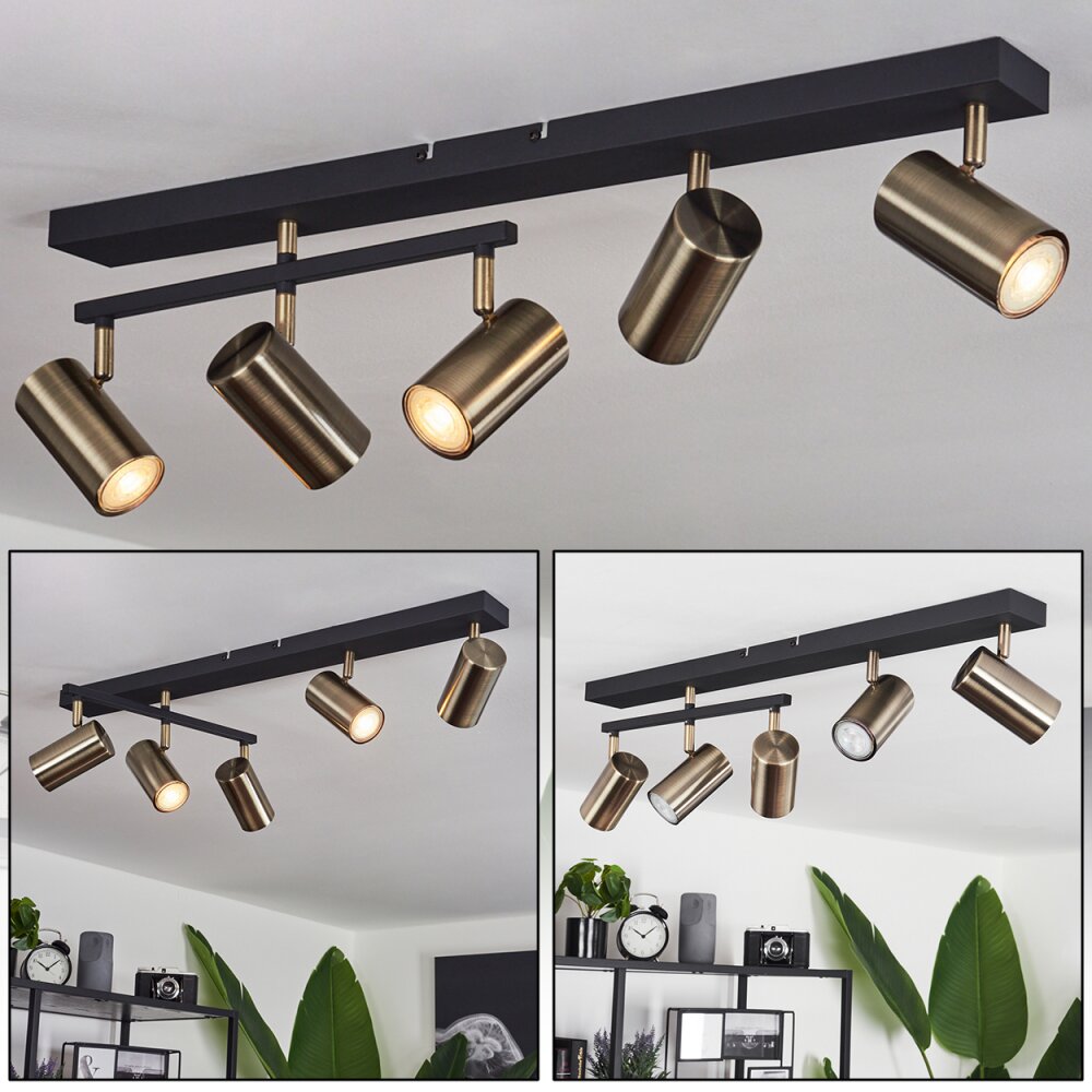 Javel Plafondlamp Oud messing, Zwart, 5-lichts main product photo