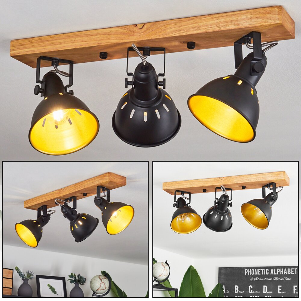 Tina Plafondlamp Bruin, Zwart, 3-lichts main product photo