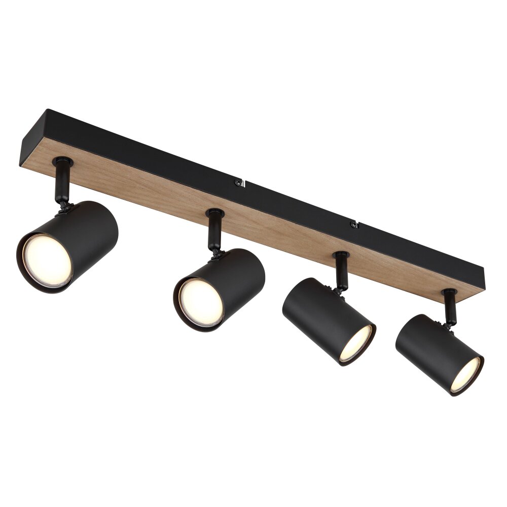 Globo ROBBY Plafondlamp houtlook, Zwart, 4-lichts main product photo