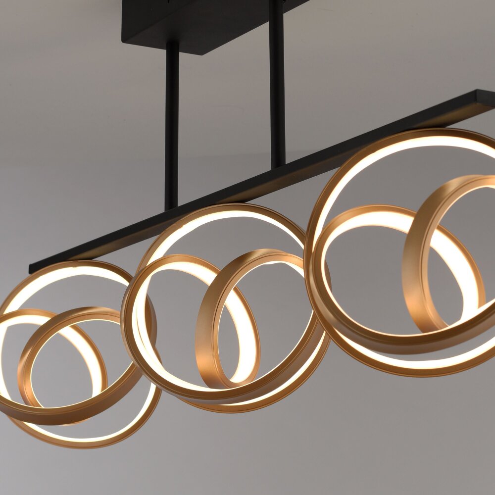 Paul Neuhaus LOOP Plafondlamp LED Messing, Zwart, 3-lichts, Afstandsbediening