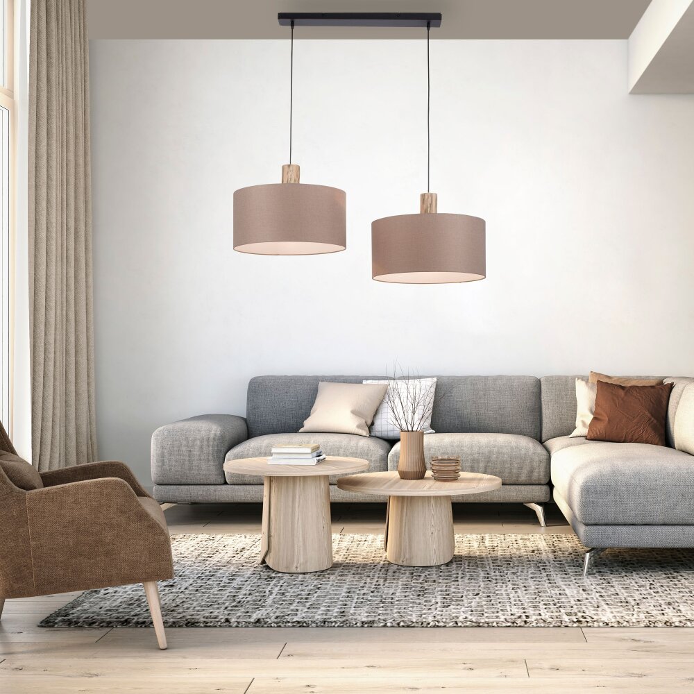 Leuchten-Direkt LINEN Hanglamp Natuurlijke kleuren, Zwart, 2-lichts main product photo