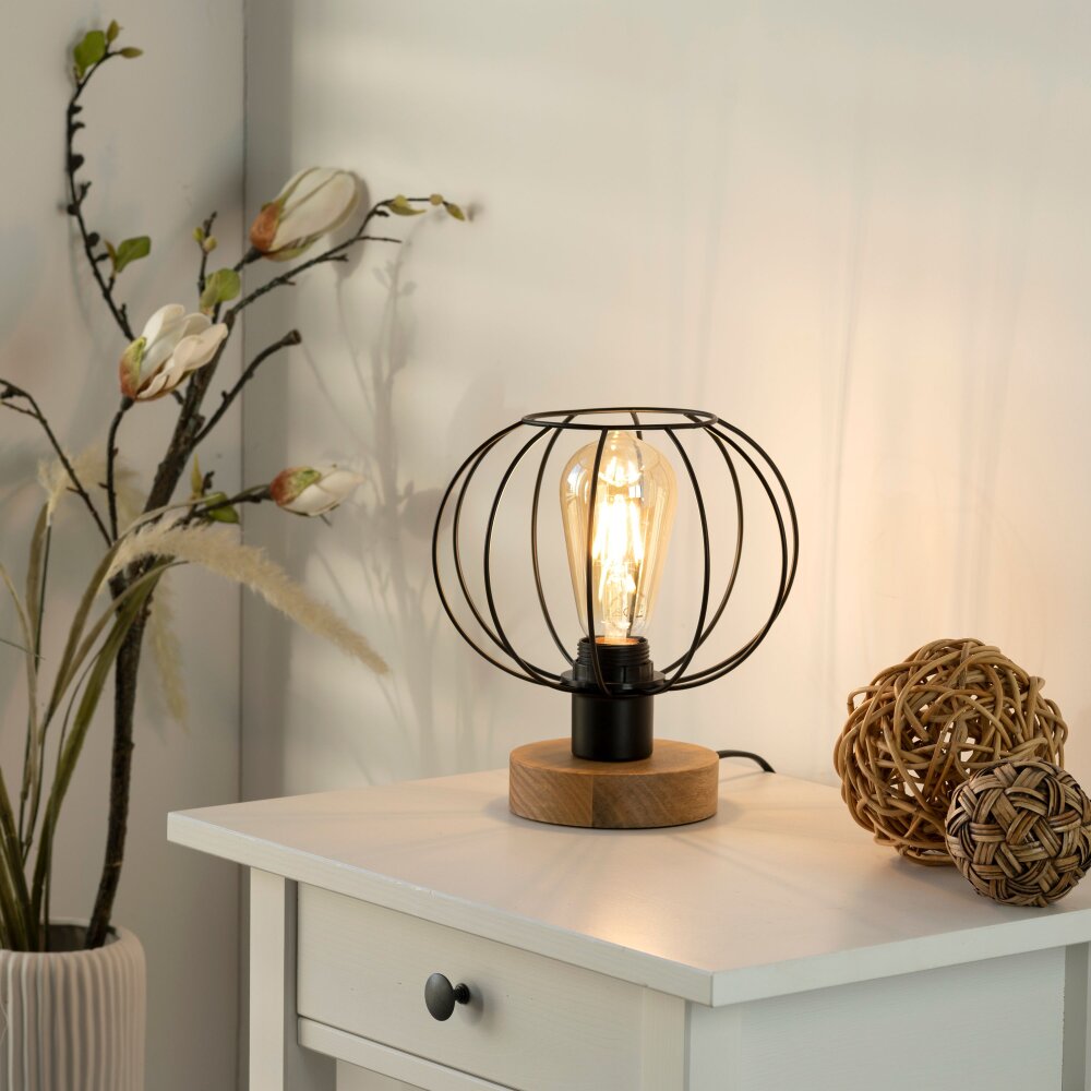 Leuchten-Direkt KASKA Tafellamp Hout donker, Zwart, 1-licht main product photo