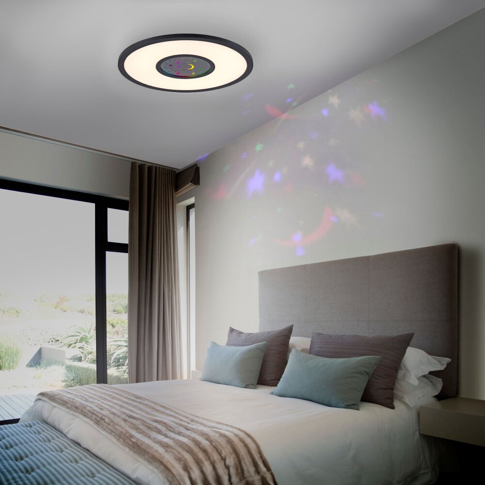 Leuchten-Direkt ASTRO Plafondpaneel LED Zwart, 2-lichts, Afstandsbediening, Kleurwisselaar main product photo