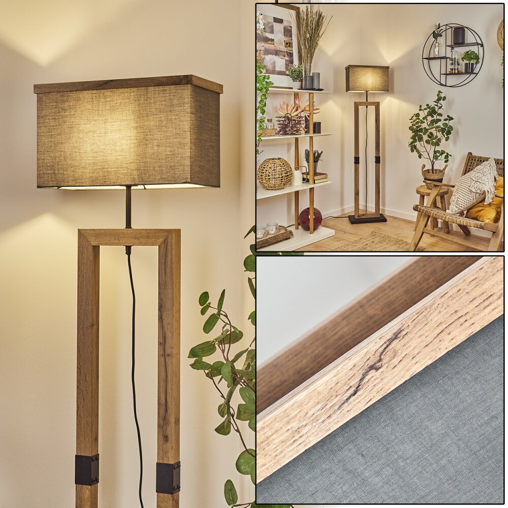 Lure Staande lamp Bruin, houtlook, Zwart, 1-licht main product photo