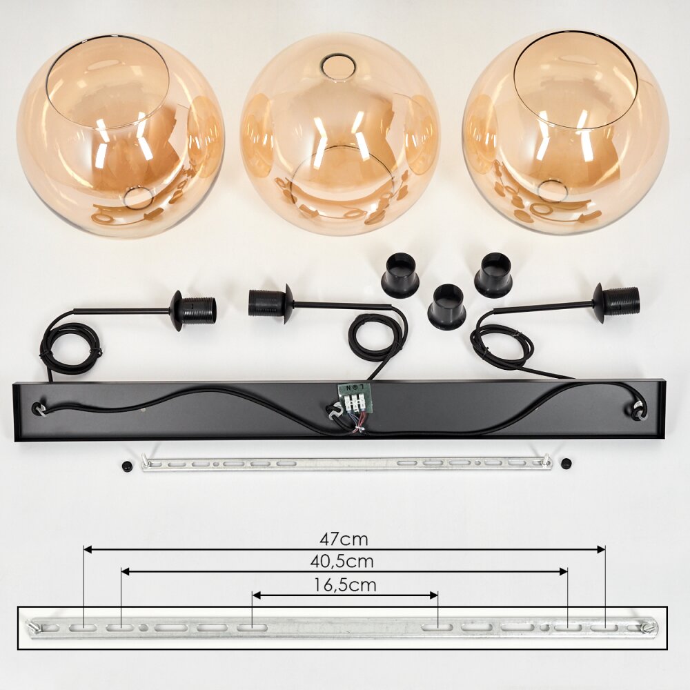 Koyoto  Hanger Glas 30 cm Amber, 3-lichts