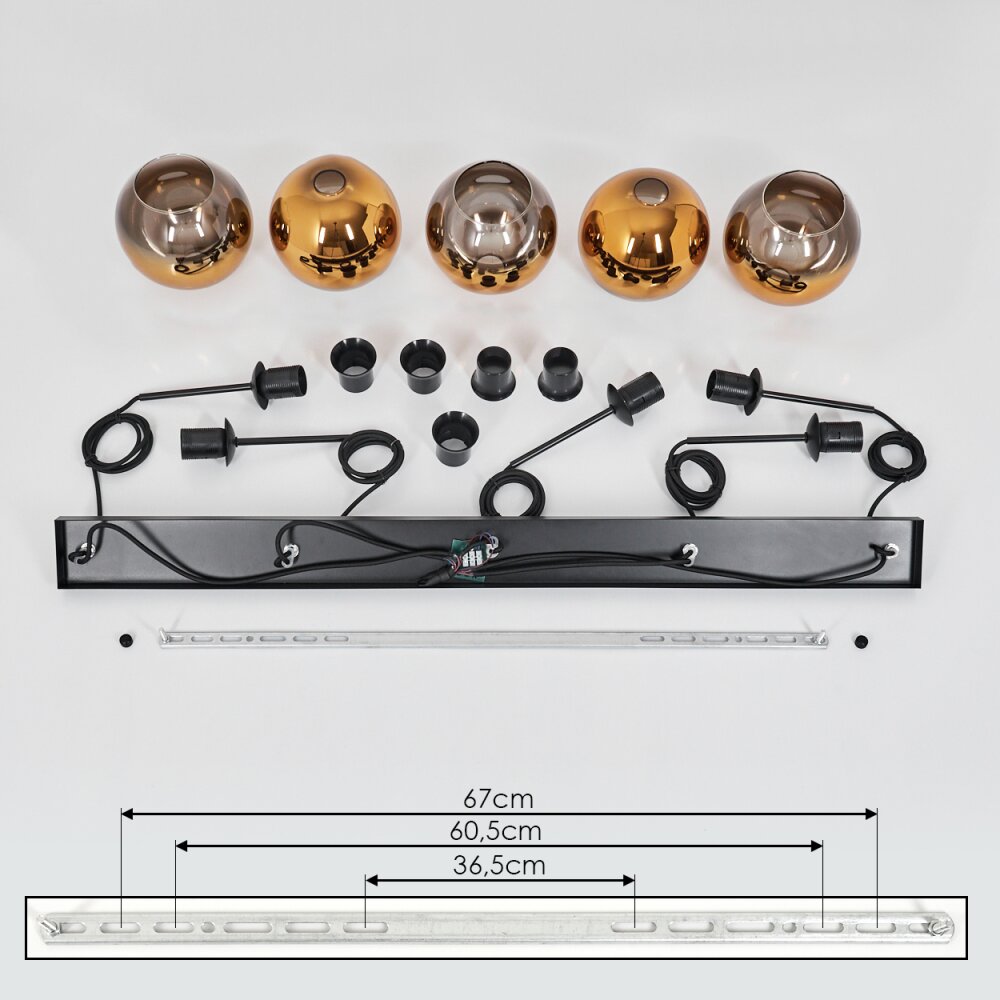 Koyoto  Hanger Glas 15 cm Goud, Duidelijk, 5-lichts