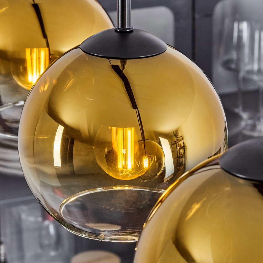 Koyoto  Hanger Glas 15 cm Goud, Duidelijk, 5-lichts