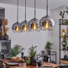 Koyoto  Hanger Glas 25 cm Chroom, Duidelijk, Rookkleurig, 4-lichts