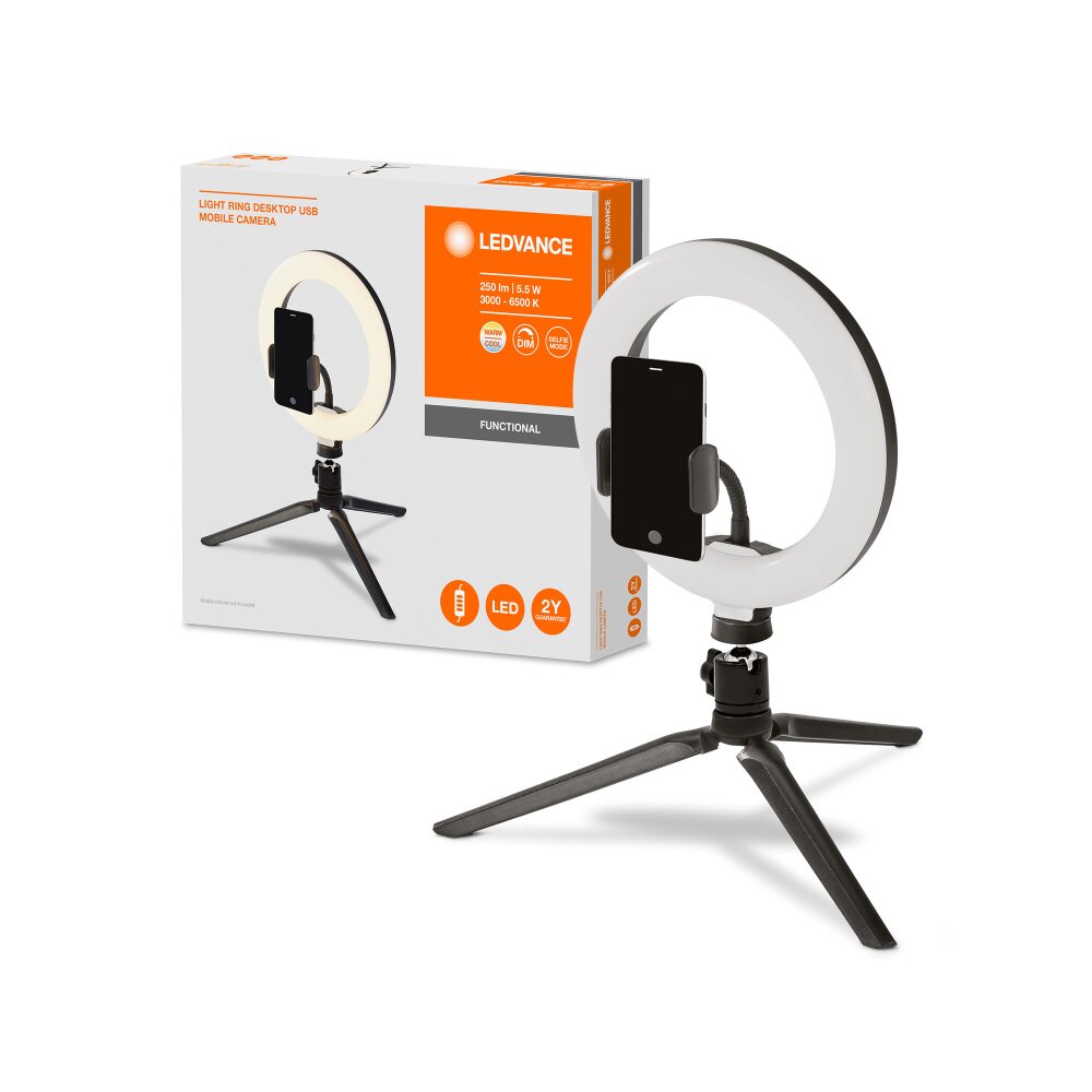 Ledvance MOBILE RING Tafellamp Zwart, 1-licht main product photo