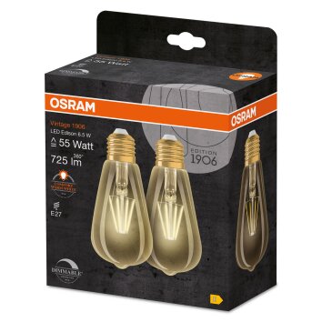 OSRAM Vintage 1906 Set van 2 LED E27 6,5 Watt 2400 Kelvin 725 Lumen OSRAM Vintage 1906 Set van 2 LED E27 6,5 Watt 2400 Kelvin 725 Lumen