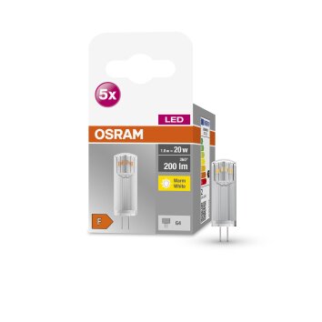 OSRAM LED BASE PIN set van 5 LED G4 1,8 watt 2700 kelvin 200 lumen OSRAM LED BASE PIN set van 5 LED G4 1,8 watt 2700 kelvin 200 lumen