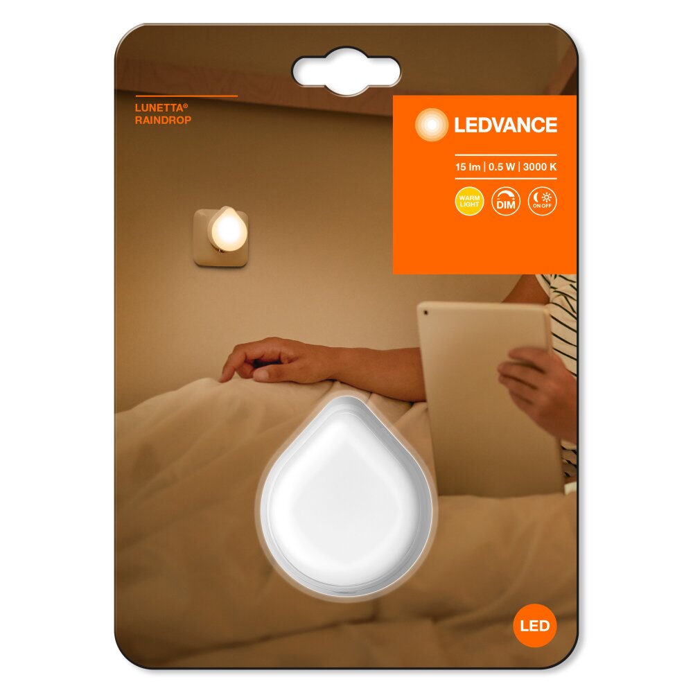 Ledvance LUNETTA RAINDROP Nachtlamp Wit, 1-licht main product photo