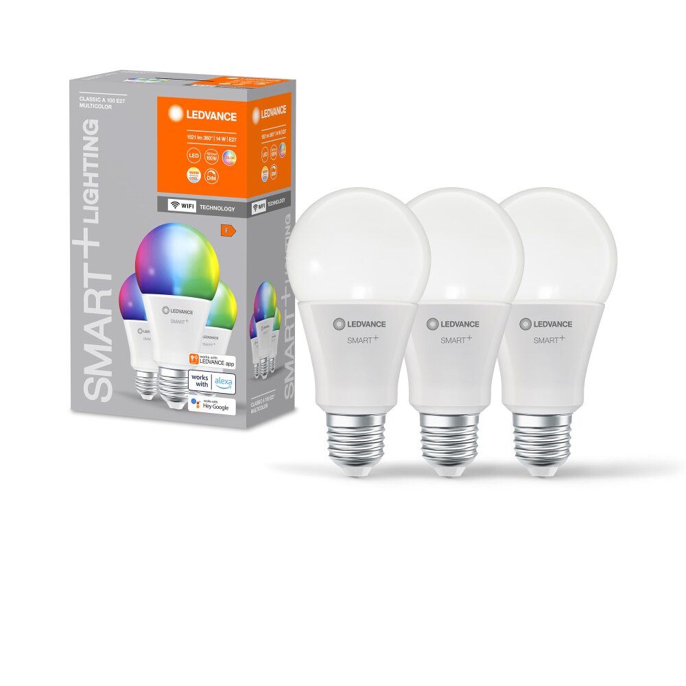 LEDVANCE SMART+ WiFi set van 3 LED E27 14 watt 2700-6500 Kelvin 1521 lumen main product photo