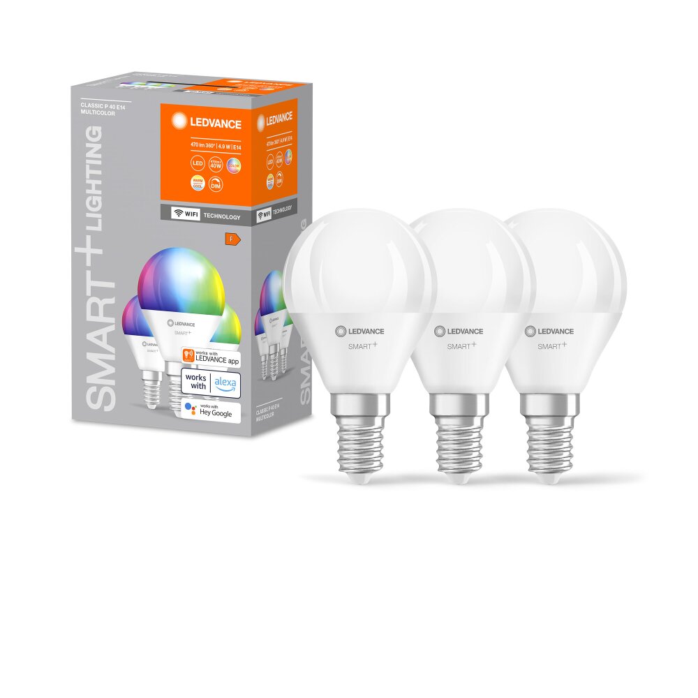 LEDVANCE SMART+ WiFi 3-delige set LED E14 4,9 watt 2700-6500 Kelvin 470 lumen main product photo