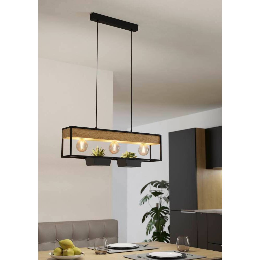 Eglo LIBERTAD Hanglamp Natuurlijke kleuren, Zwart, 3-lichts main product photo