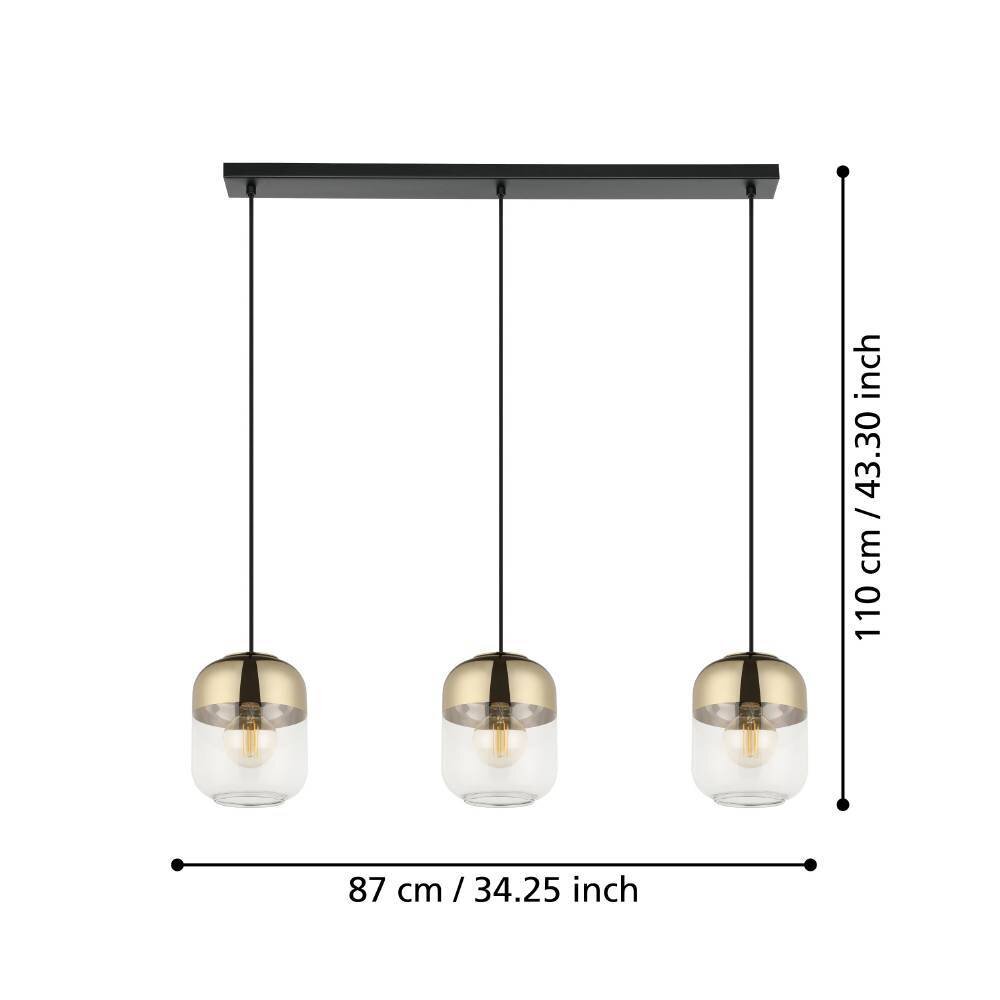 Eglo MARYVILLA Hanger Gebrandschilderd, Zwart, 3-lichts