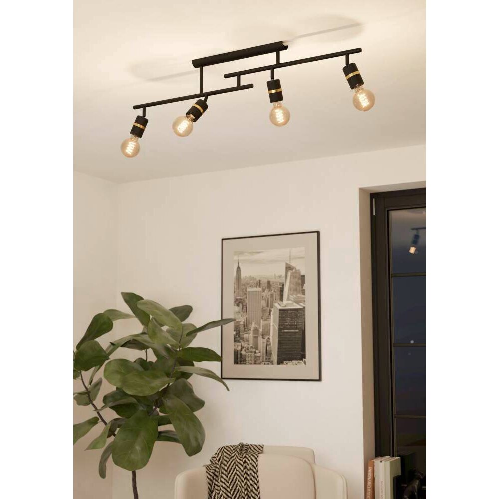 Eglo LURONE Plafondlamp Messing, Zwart, 4-lichts main product photo