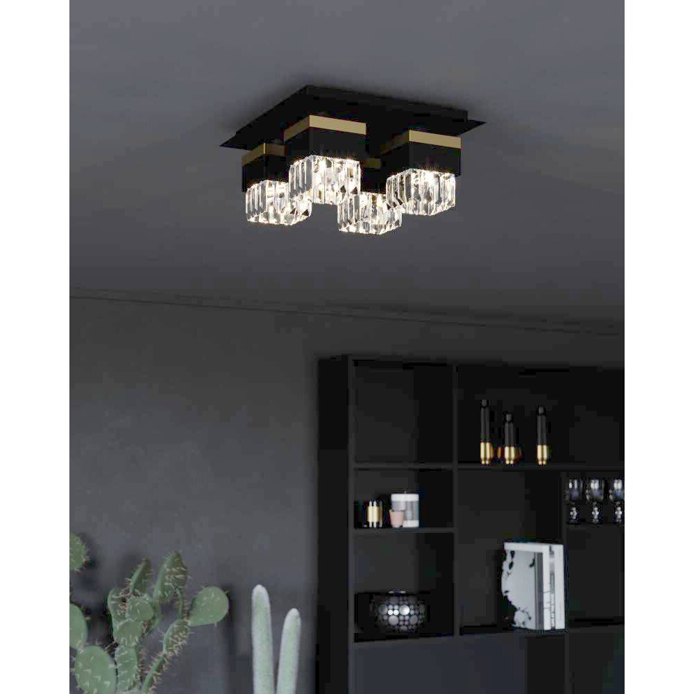 Eglo BARRANCAS Plafondlamp Goud, Zwart, 4-lichts main product photo