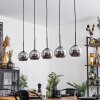 Koyoto  Hanger Glas 15 cm Chroom, Rookkleurig, 5-lichts