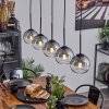 Koyoto  Hanger Glas 15 cm Chroom, Duidelijk, Rookkleurig, 5-lichts