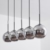 Koyoto  Plafondlamp Glas 20 cm Chroom, Rookkleurig, 5-lichts