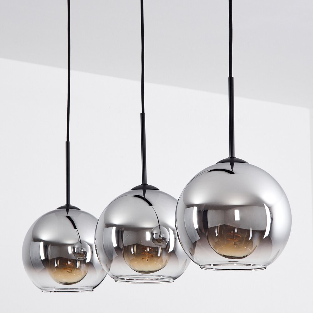 Koyoto  Plafondlamp Glas 20 cm Chroom, Duidelijk, Rookkleurig, 3-lichts