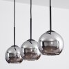 Koyoto  Hanger Glas 15 cm Chroom, Rookkleurig, 3-lichts