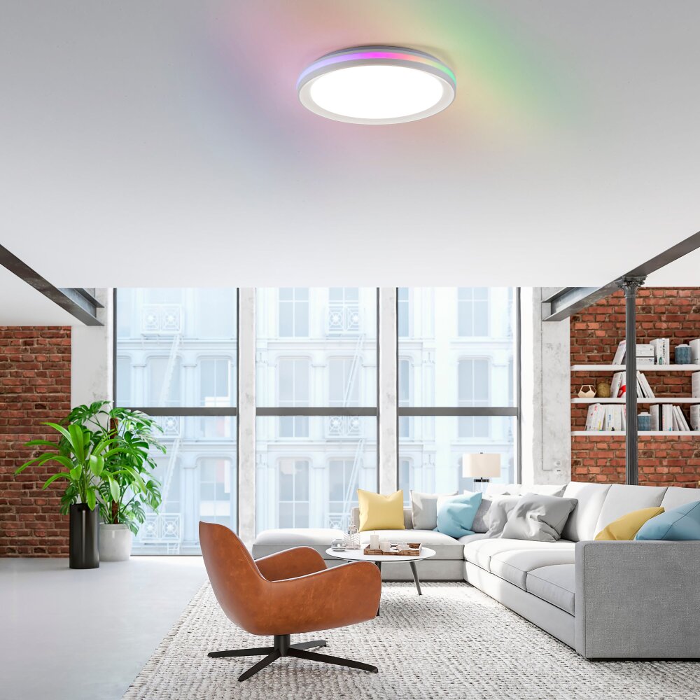 Leuchten-Direkt RIBBON Plafondlamp LED Wit, 2-lichts, Afstandsbediening, Kleurwisselaar main product photo